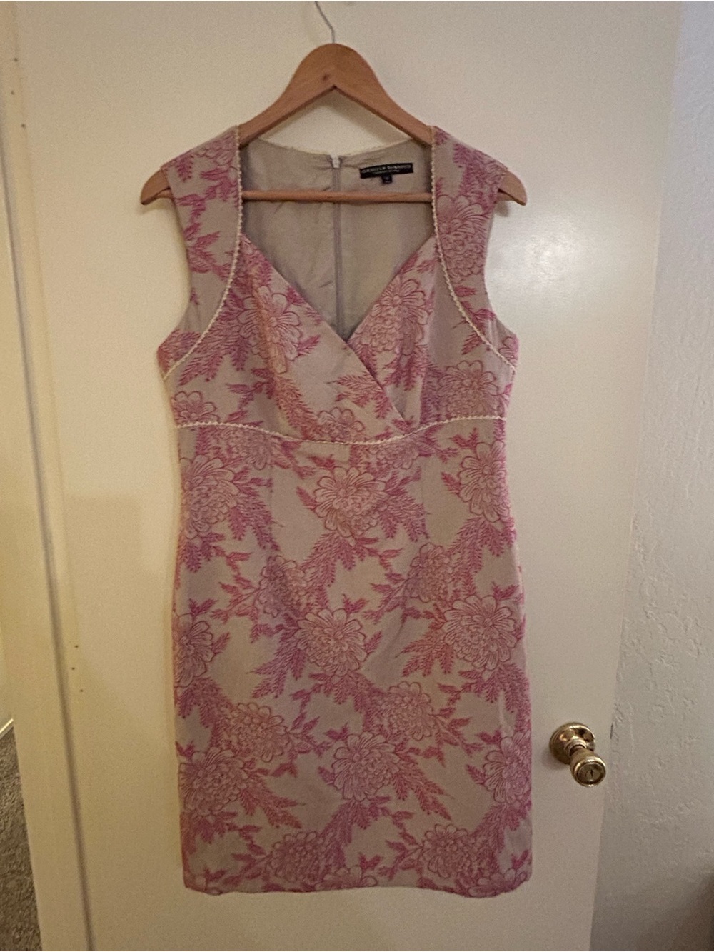 Isabella DeMarco Pink Floral Jacquard Sheath Midi Dress